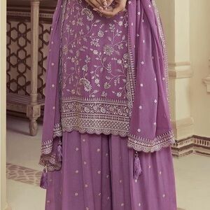 Elegant Purple Embroidered Outfit